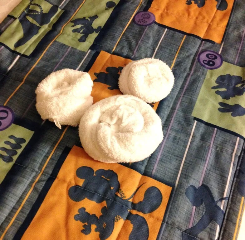 towels in the shape of mickey on mickey bedding
