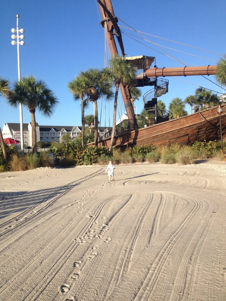 beach outside of the pirate ship