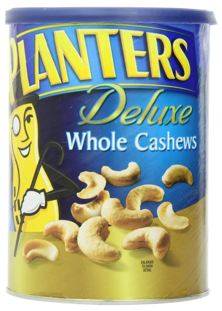 can of Planters whole cashews