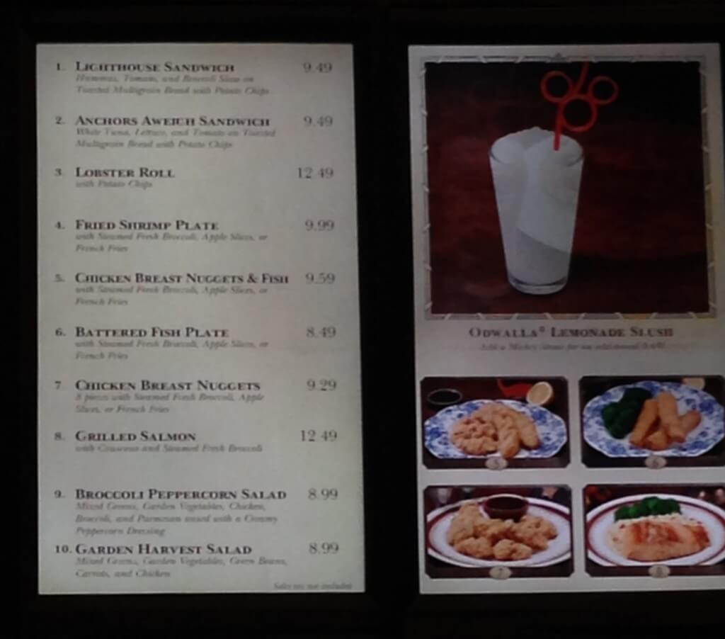 menu with photos and pricing