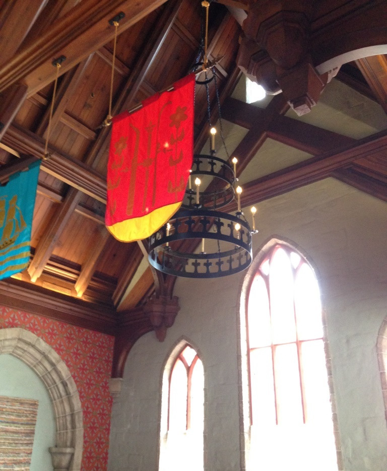chandelier and banners