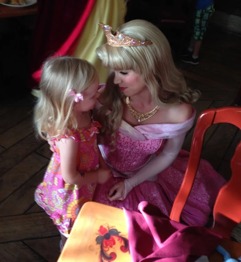 little girl meeting princess Aurora