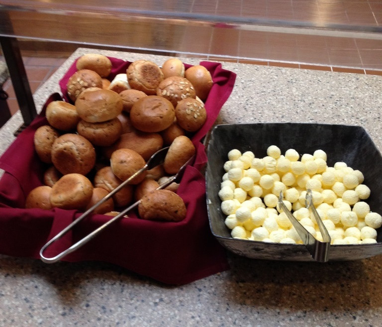 dinner rolls and balls of butter