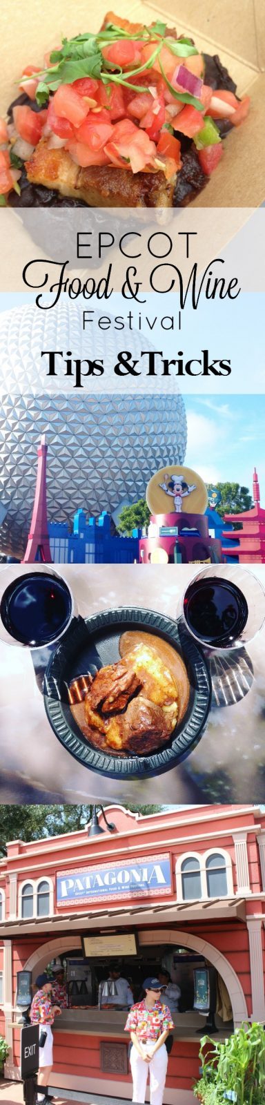 Tips & tricks for making the most of Epcot Food & Wine Festival! How to prepare for a visit to the International Food & Wine Fest, including how to not wait in line at the booths and how to stay cool!