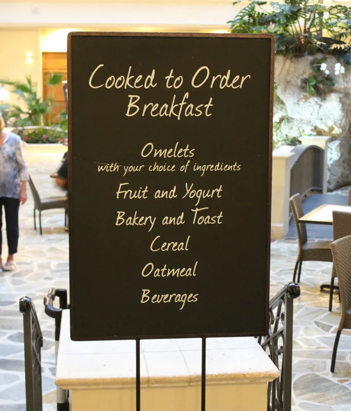 Cooked to Order Breakfast Sign with options listed
