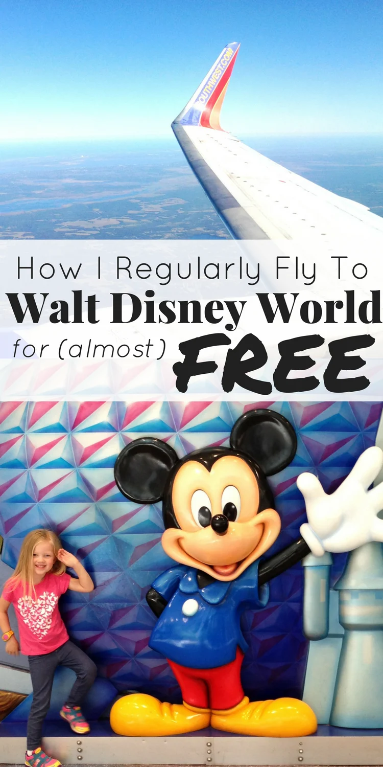 How to fly for almost free to Walt Disney World! I regularly take Disney vacations with Southwest points and fly for cheap. #budgettravel #disneyworld