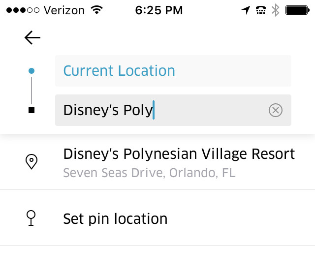 how to select location in Uber app screenshot