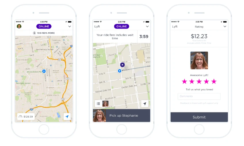 lyft ride example on mobile phone