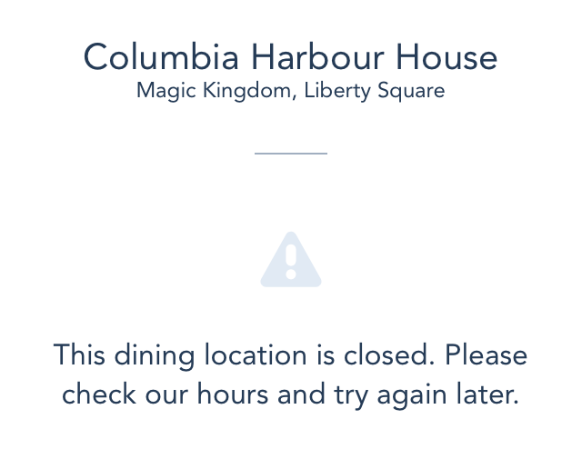Columbia Harbour House on the disney app