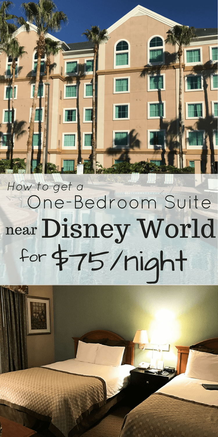 How to get a one-bedroom suite near Disney World from $75/night. Resort review of an affordable off-property Disney World hotel. #disneyworld #budgettravel #familytravel