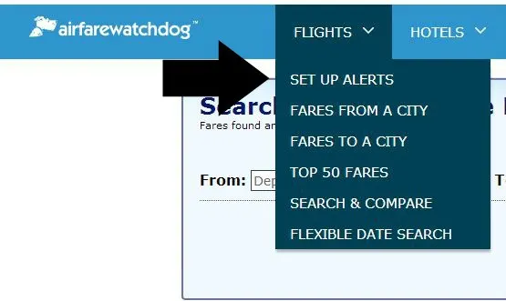 Airfarewatchdog website to set up alerts