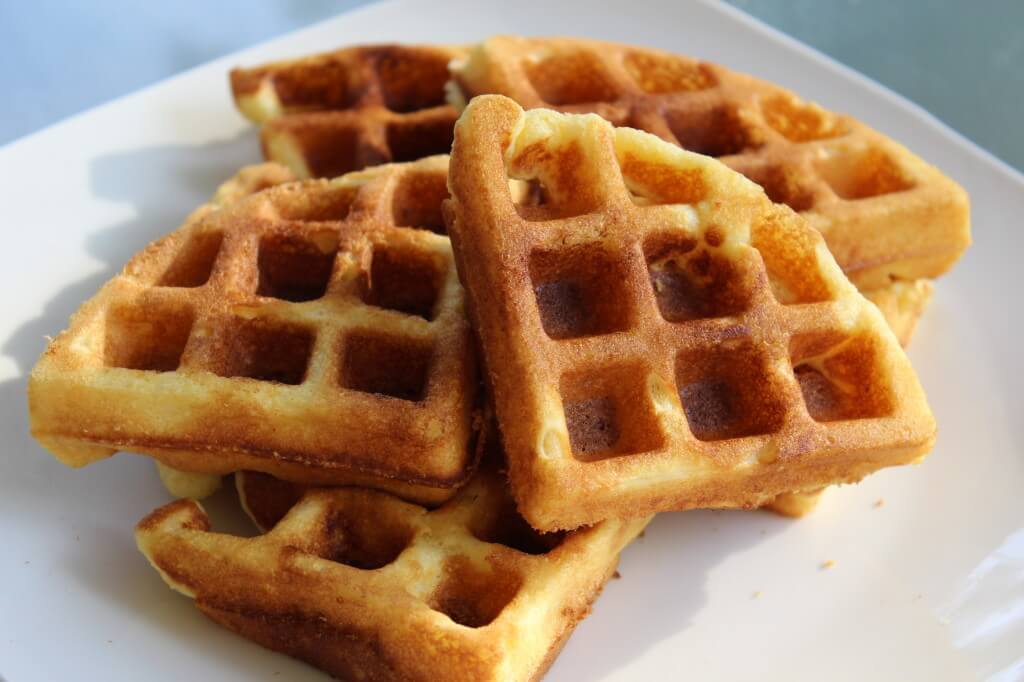 picture of jiffy cornbread waffles on a white plate