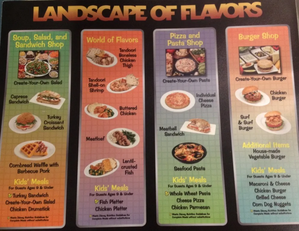 Landscape of Flavors menu with photos