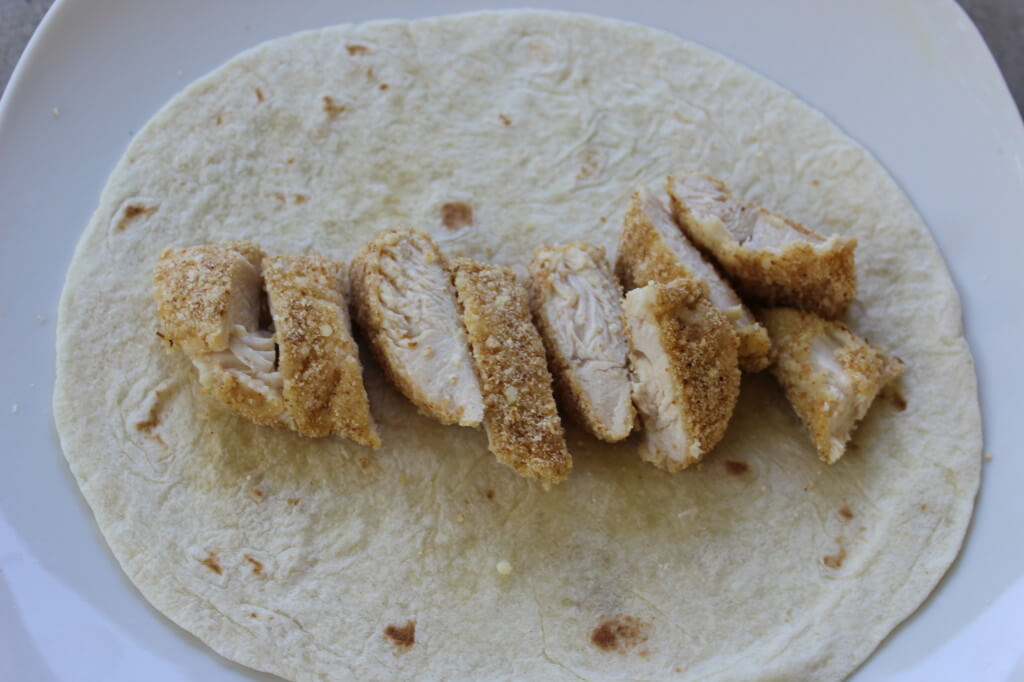 tortilla with Chicken tenders on top
