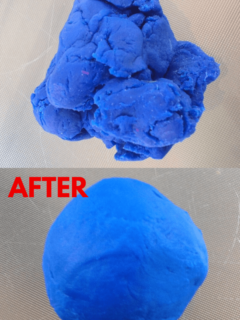 before after dried out play doh