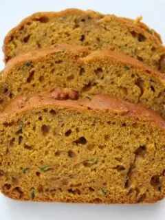 up close slices of cooked pumpkin zucchini bread