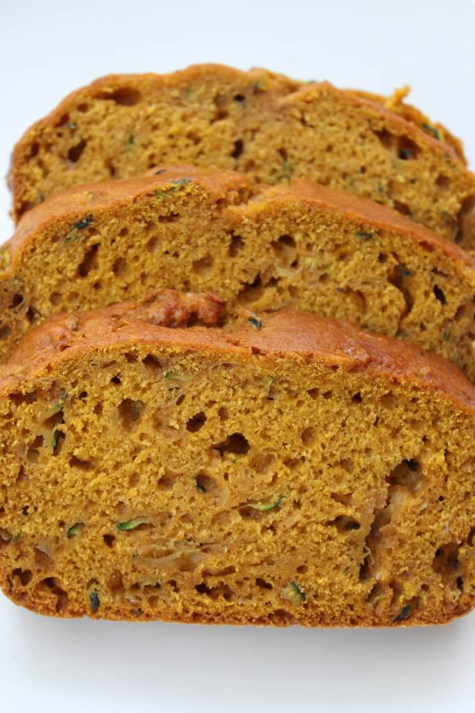 up close slices of cooked pumpkin zucchini bread