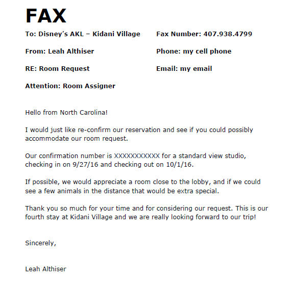 room request fax