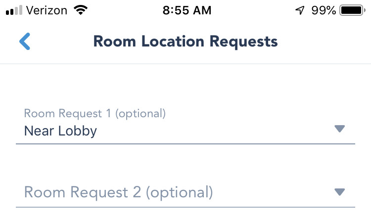 room location request on disney app