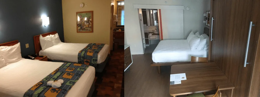 Old vs. new rooms at Pop Century