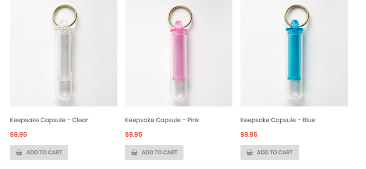 keepsake capsule color options online