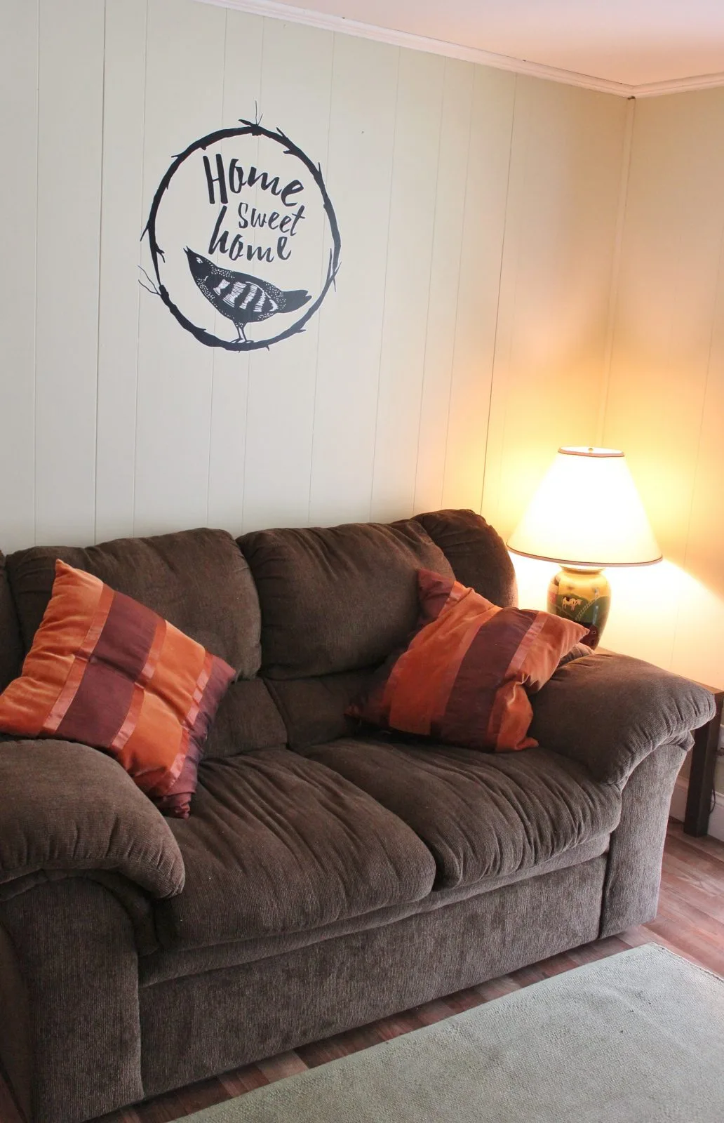 home sweet home decal over love seat