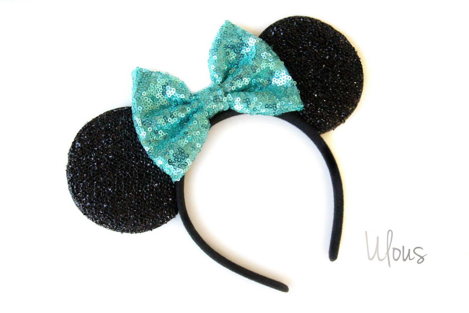 seafoam sparkly minnie mouse ears