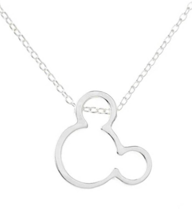 silver finish mickey mouse head necklace