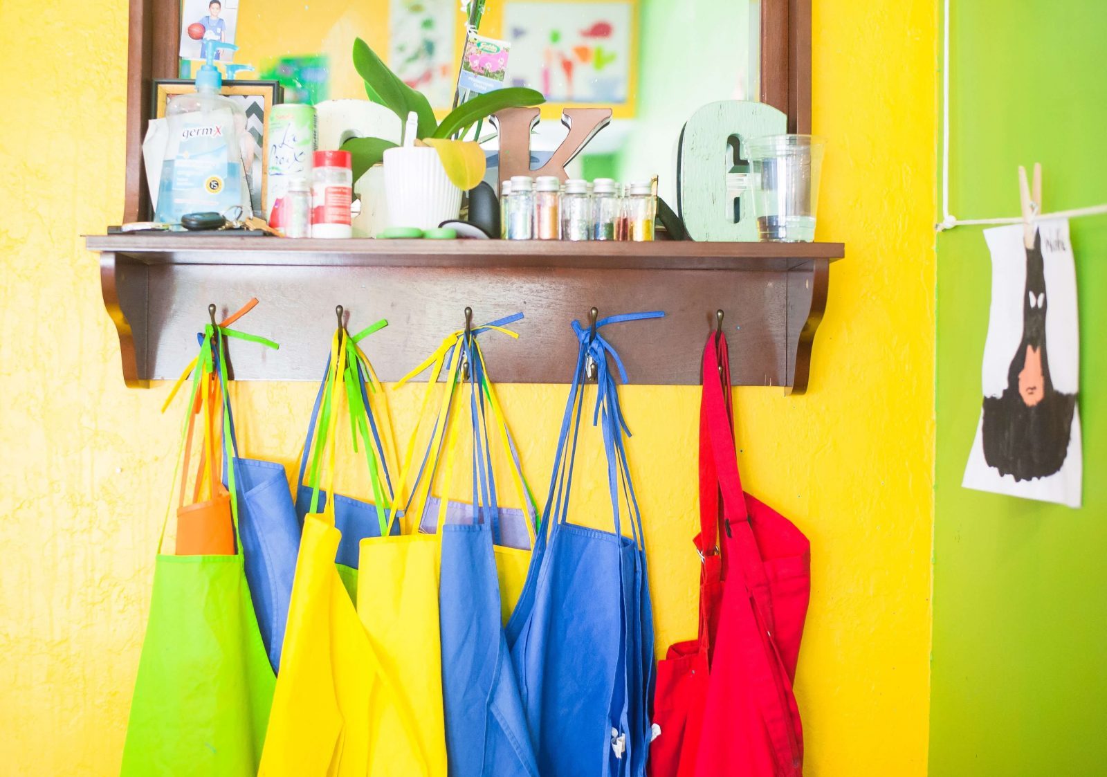 colorful kids' aprons 