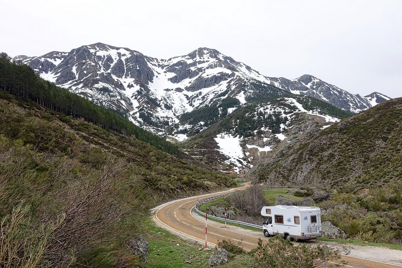 RV on a mountain road