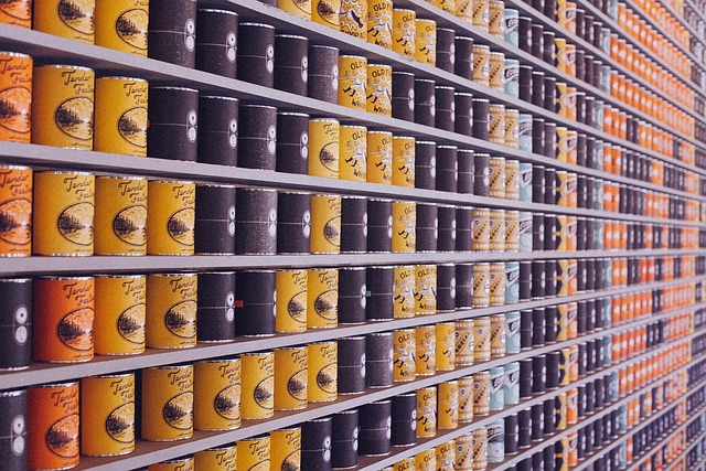 canned food on shelves