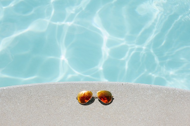 sunglasses near the pool