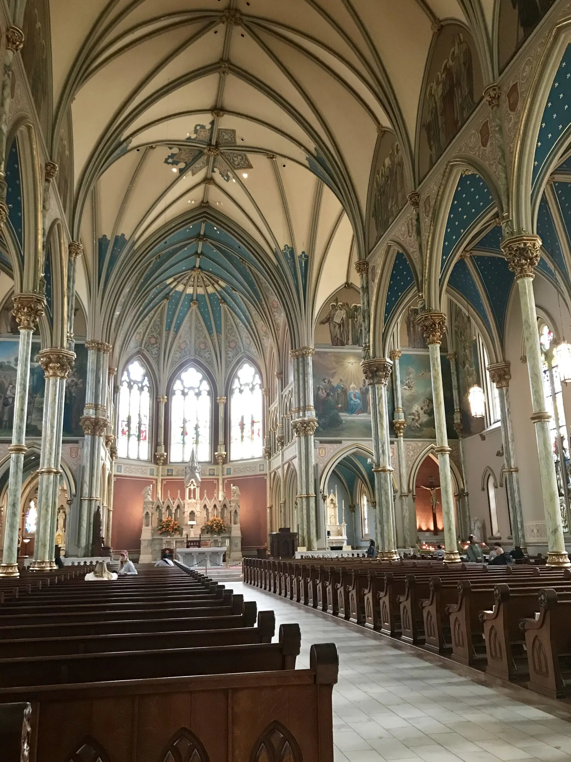 interior of cathedral of st john the Baptist church - things to do in Savannah GA with kids
