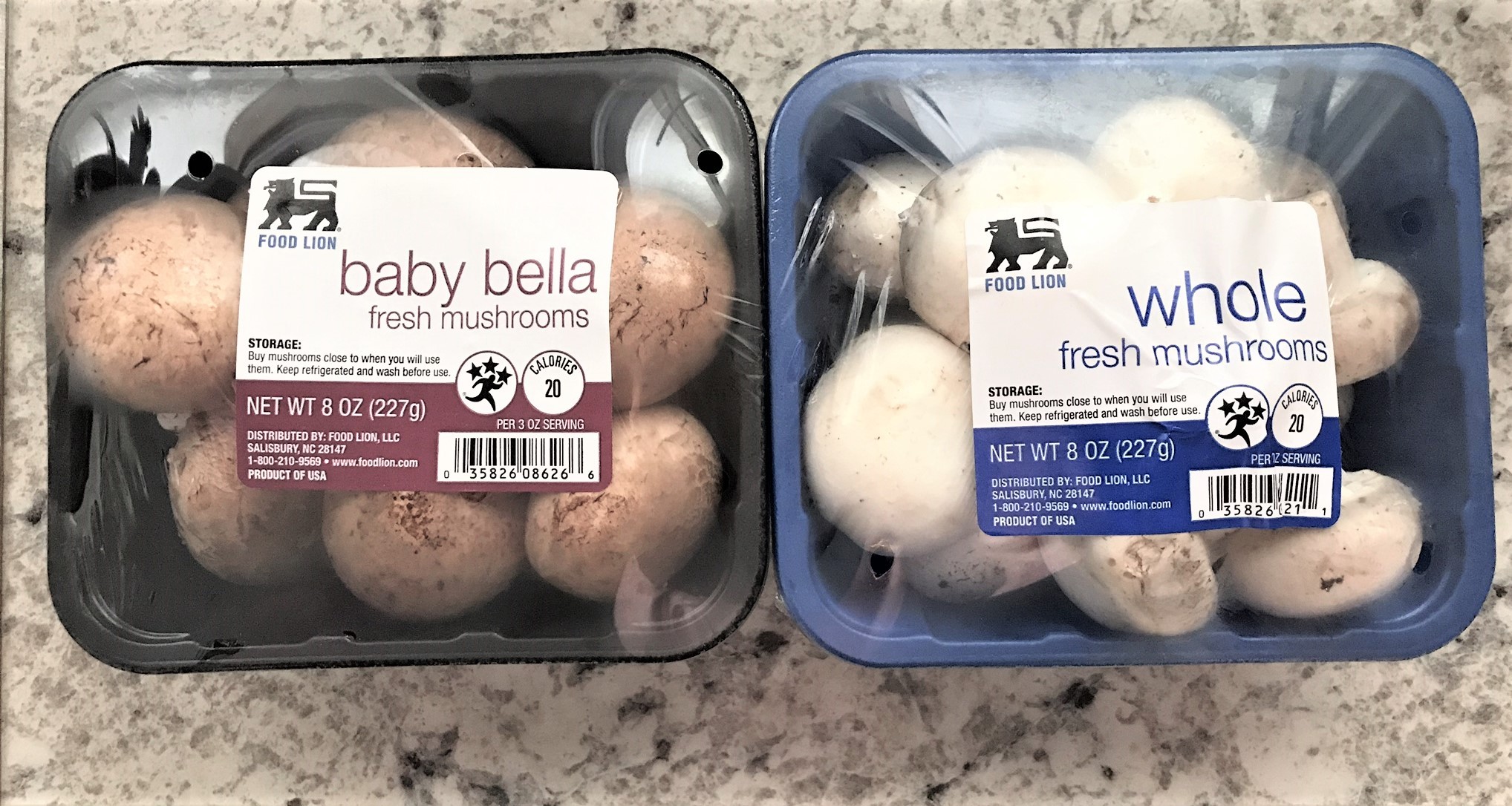 baby bella and white button mushrooms