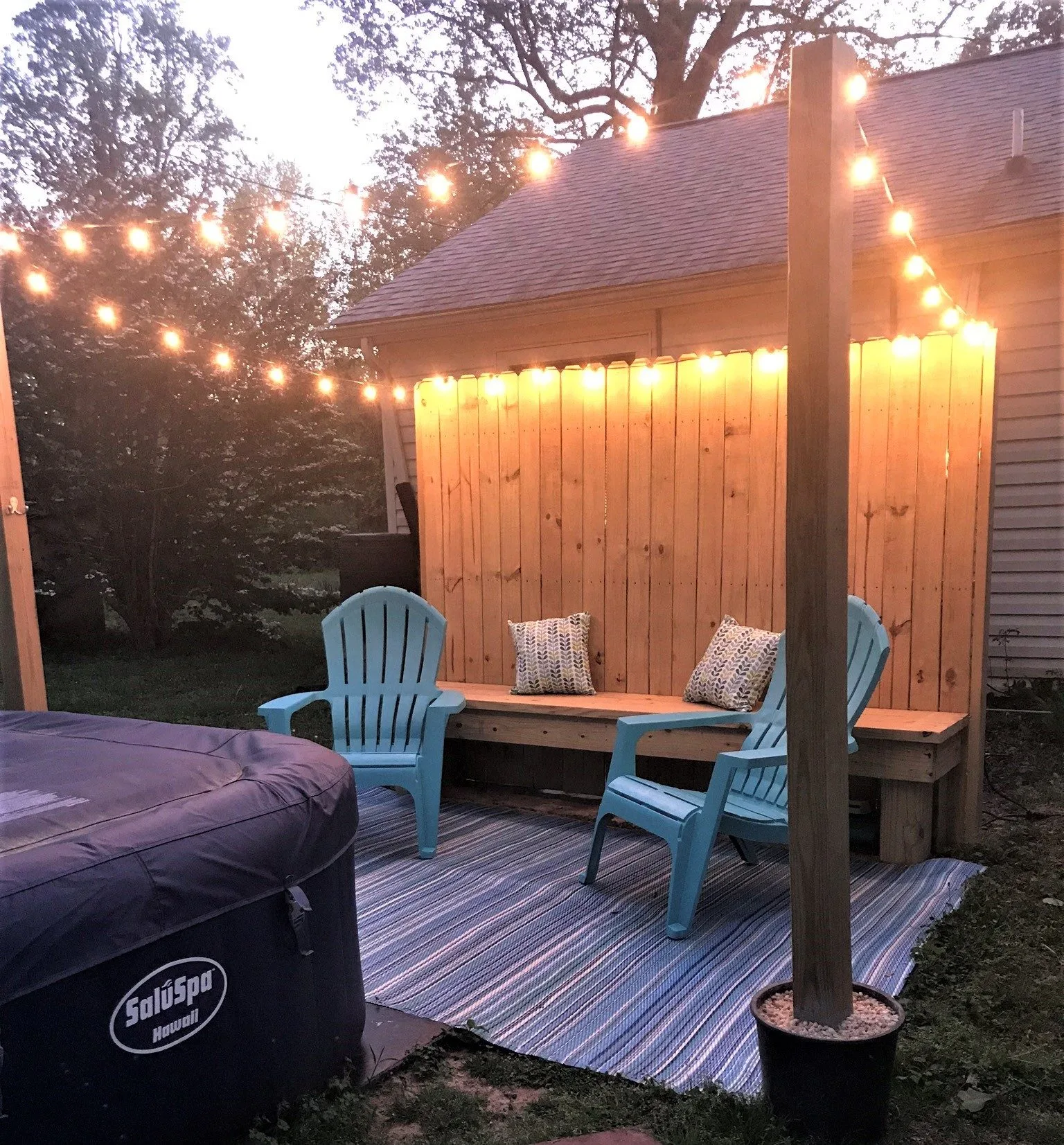 backyard ideas on a budget string lights
