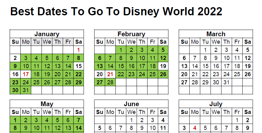 Dvc Summer 2022 Calendar The Best Time To Go To Disney World In 2022 + Free Printable Calendar! -  The Frugal South