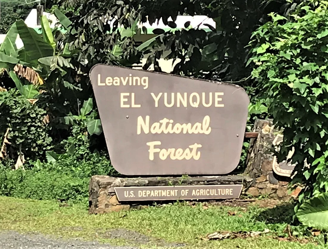 leaving el yunque national forest sign