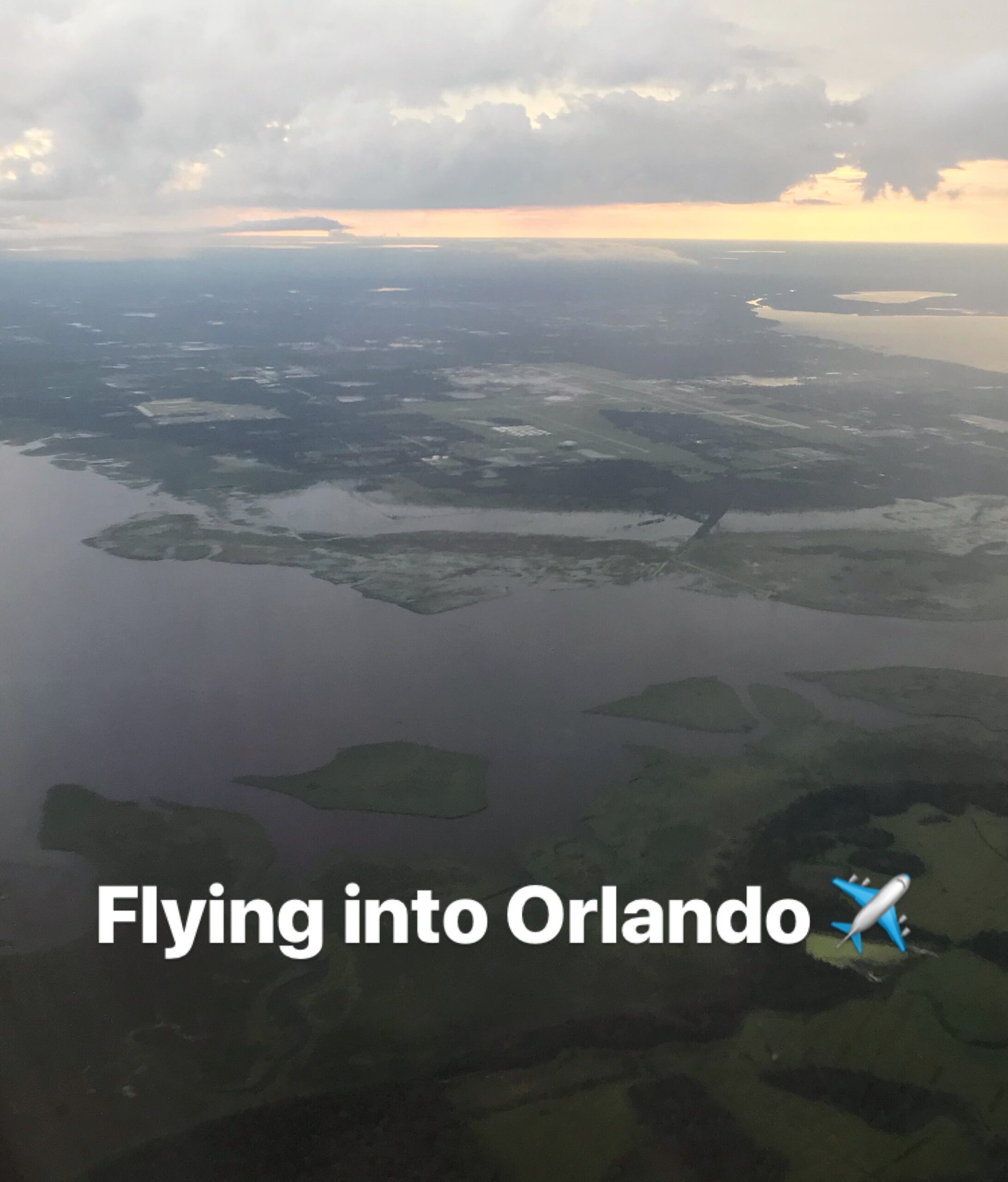 view out of the airplane window flying into orlando