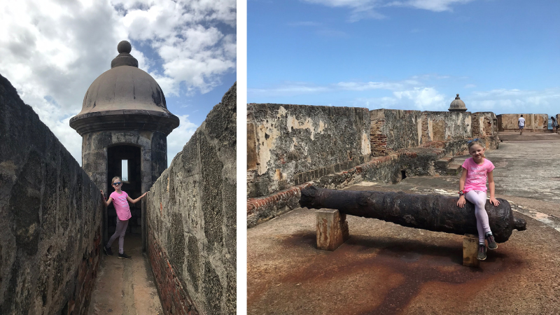girl on cannon at el morro 