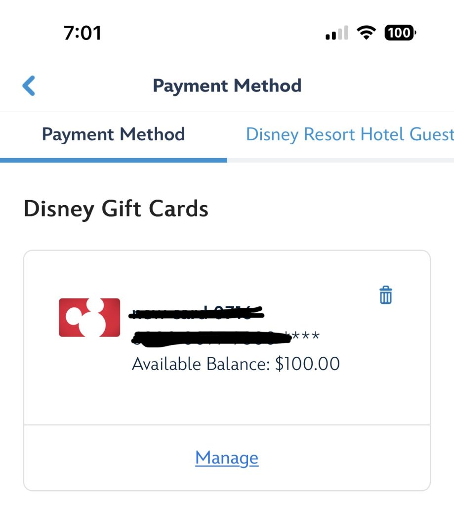 gift cards in app