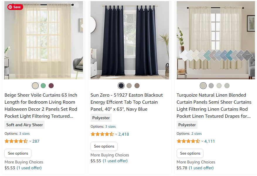 low priced curtains amazon warehouse deals