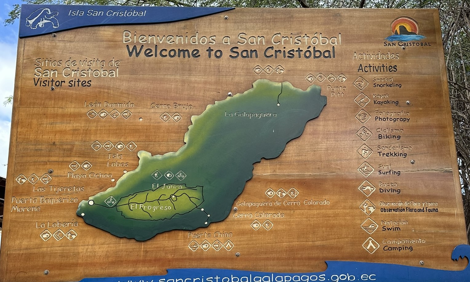 sign with map of san cristobal