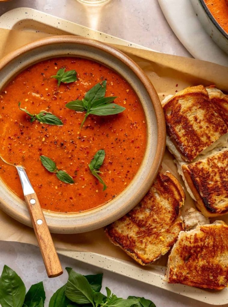 Roasted Tomato Basil Soup & Grilled Cheese