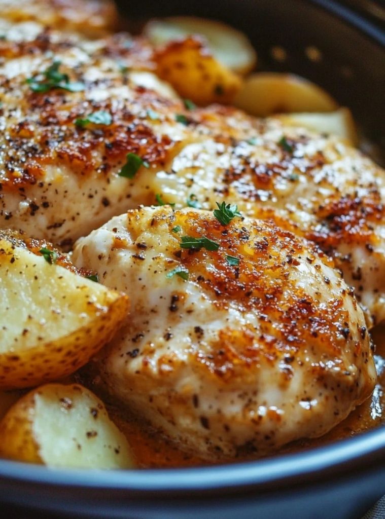 garlic parmesan chicken and potatoes