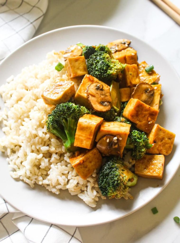 Vegan Asian Broccoli Mushroom Tofu Stir-fry